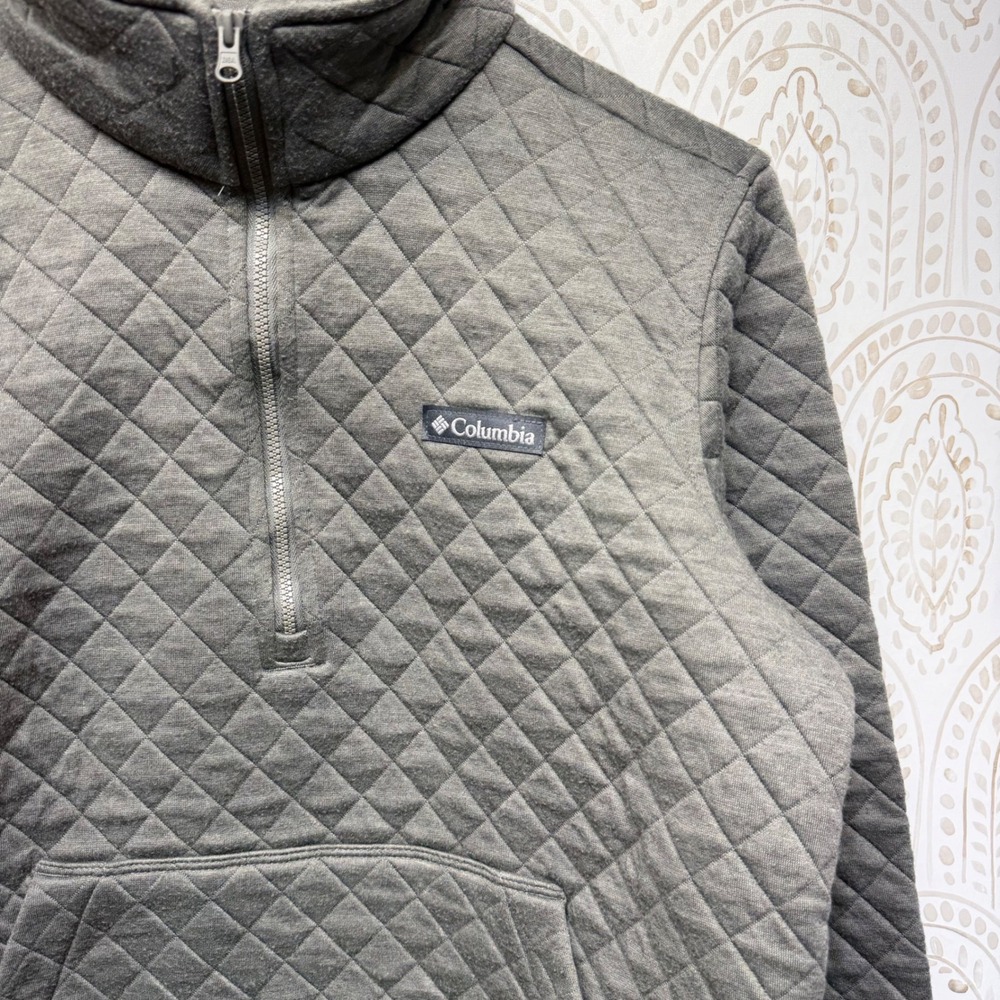 Columbia Quilted Pullover Women Size Medium Grey Quarter Zip Fleece - Picture 3 of 7